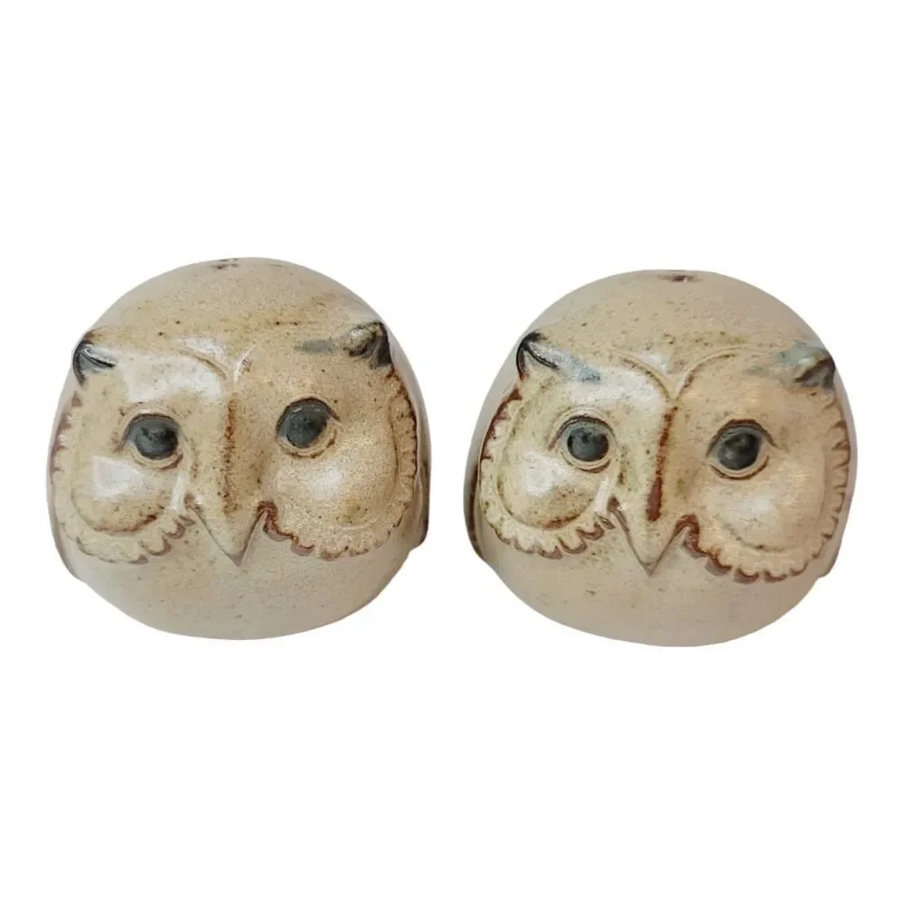 Vintage Art Pottery Ceramic Stoneware Owls Salt and Pepper Shakers UCTCI READ‎